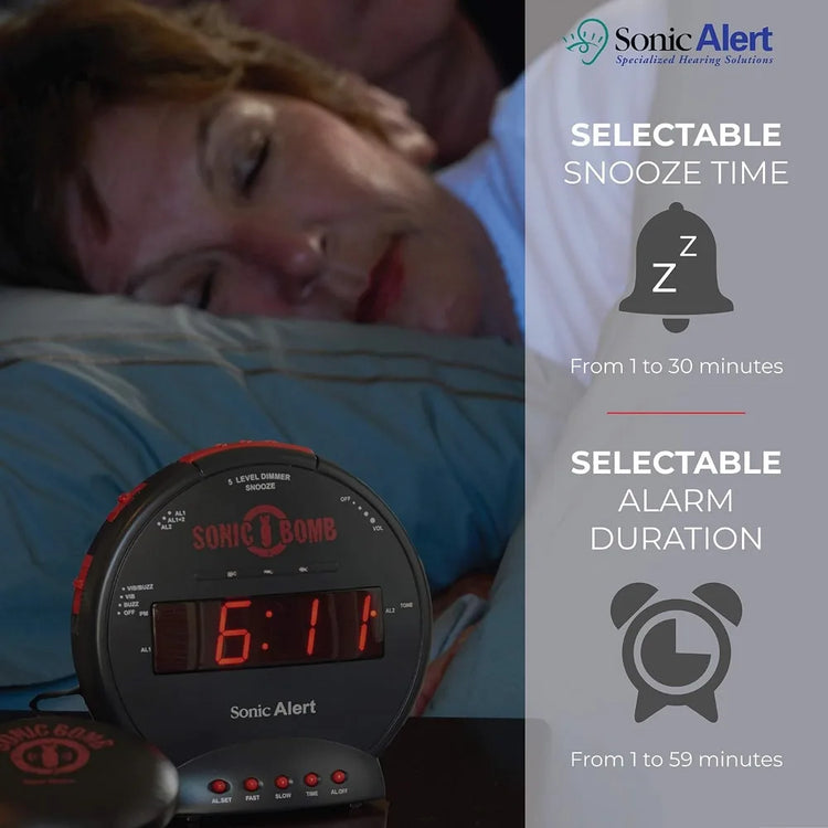 Dual Extra Loud Alarm Clock with Bed Shaker - ElectronAge
