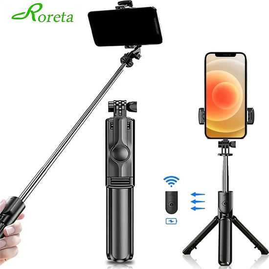 Roreta 2025 foldable Tripod for Smartphone,phone Stand with Bluetooth shutter,Wireless Selfie Stick brackets with Phone Holder