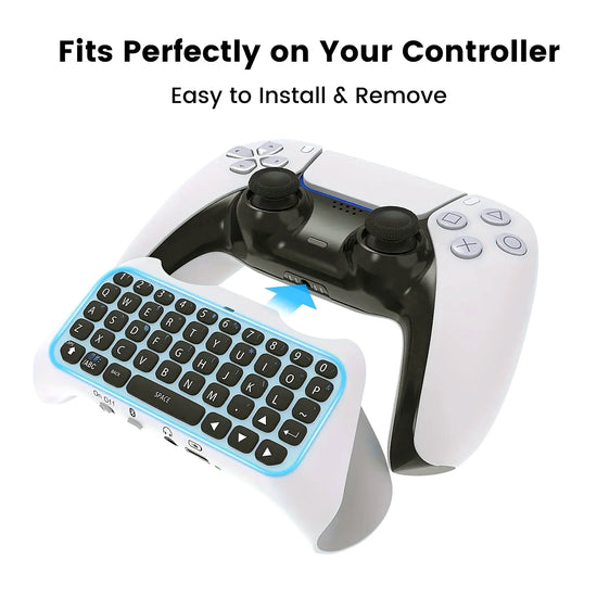 Wireless Controller Keyboard for PS5/PS5 Pro Slim, Bluetooth 3.0Mini Portable Gamepad Chatpad with Built-in Speaker&3.5MM Audio