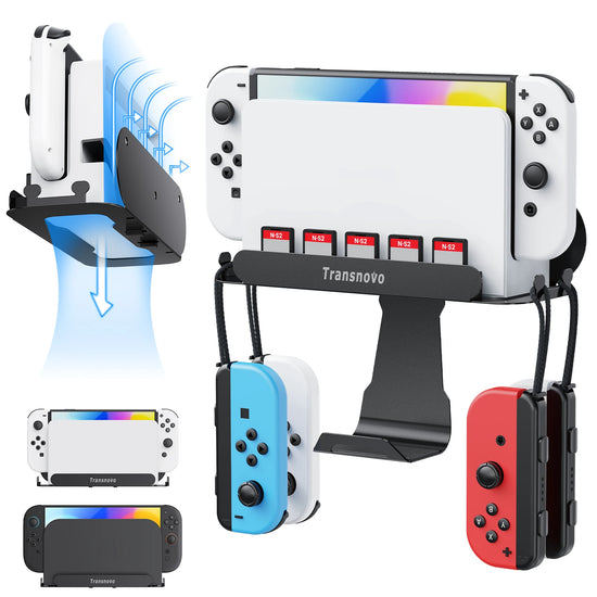 Transnovo for Switch 2 OLED LITE Wall Holder Space Saving with 5 Slot Gmae Card Storage Wall Hanging for Gamepad and joycon
