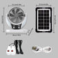 Solar-powered multifunctional fan, LED emergency light bulb, USB charging, night light function, can charge mobile phones