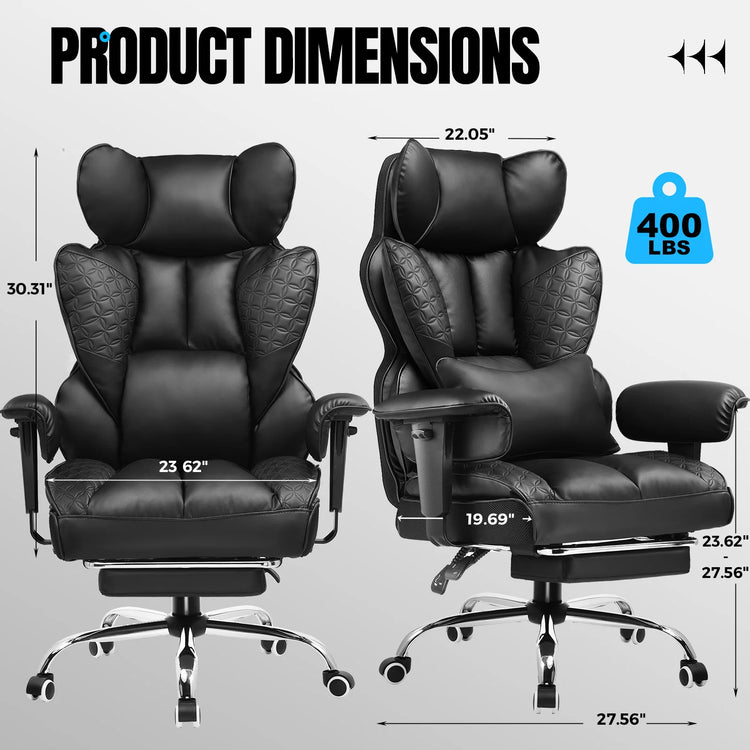 Office Chair Ergonomic Leather High Back - ElectronAge