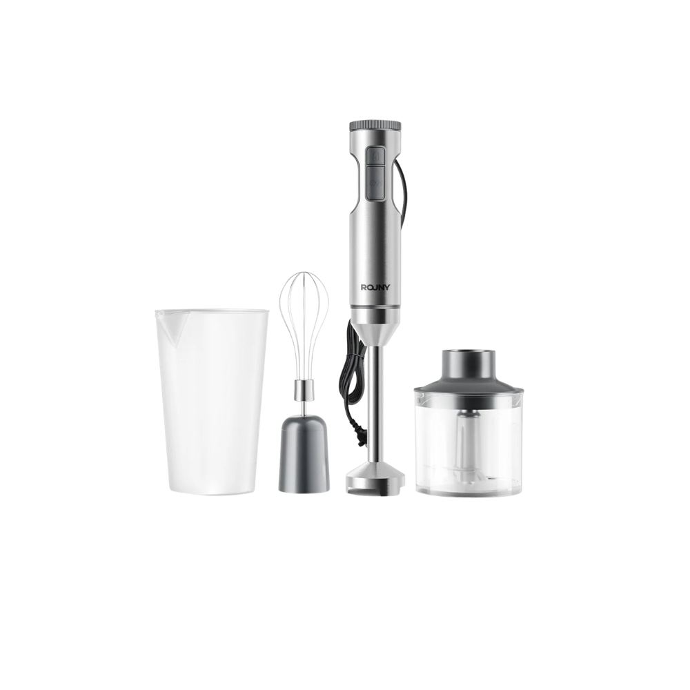 ROUNY 4-in-1 Hand Immersion Blender 1000W Powerful, Stainless Steel Stick Food Mixer,700ml Mixing Beaker,500ml Processor, Whisk - ElectronAge