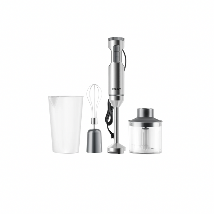 ROUNY 4-in-1 Hand Immersion Blender 1000W Powerful, Stainless Steel Stick Food Mixer,700ml Mixing Beaker,500ml Processor, Whisk - ElectronAge