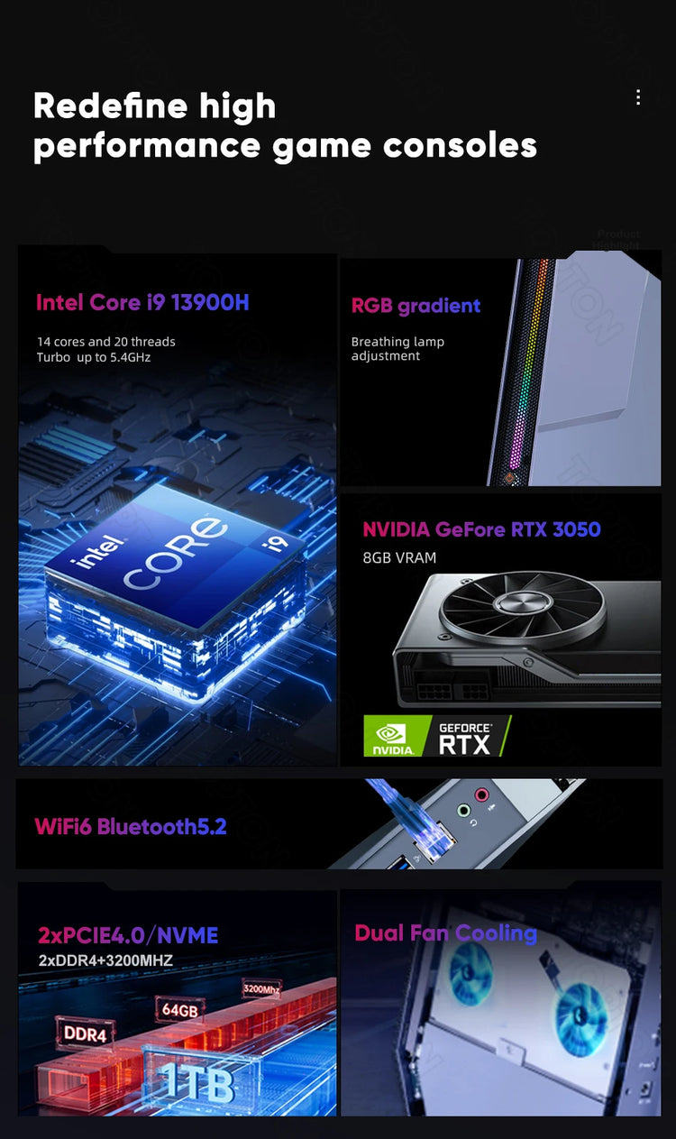 Gaming Pc I9 12900H RTX4060 64GB DDR4 2TB NVME SSD Mini Pc Gamer - ElectronAge