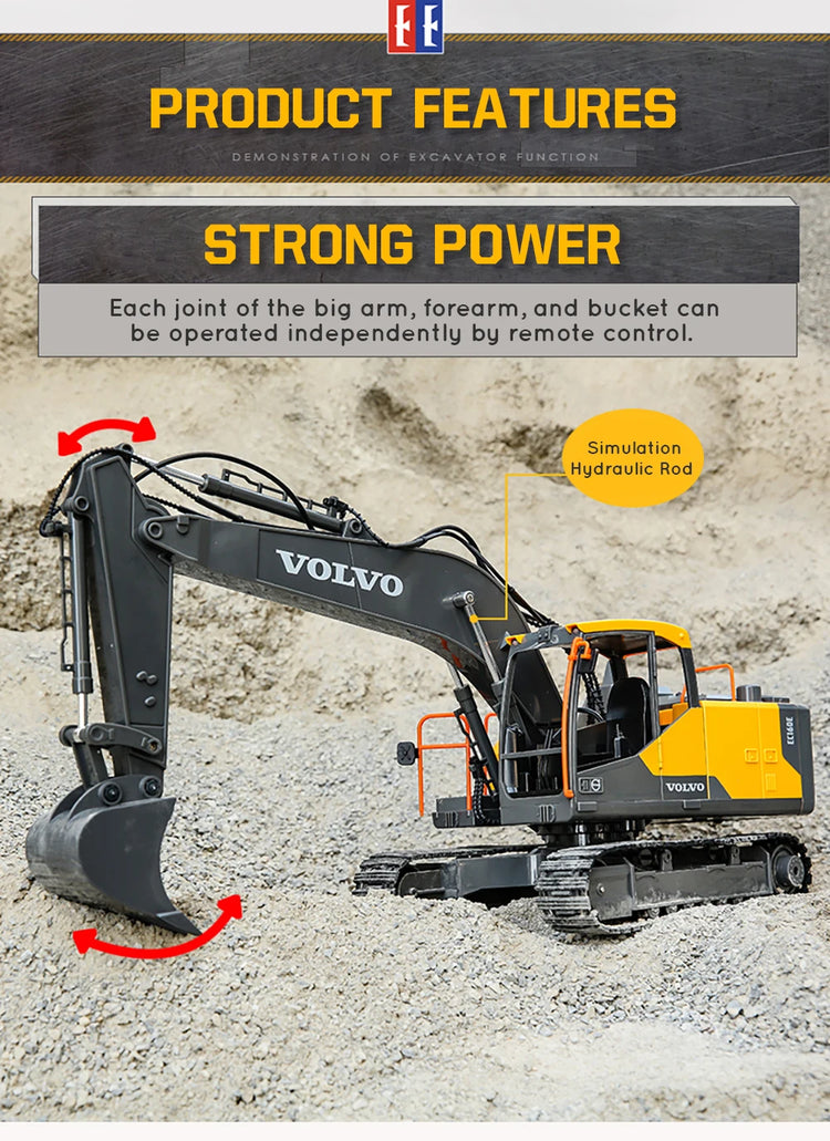 Double E E568 RC Excavator 17 Channel 1:16 3 IN 1 RC Engineering Car - ElectronAge