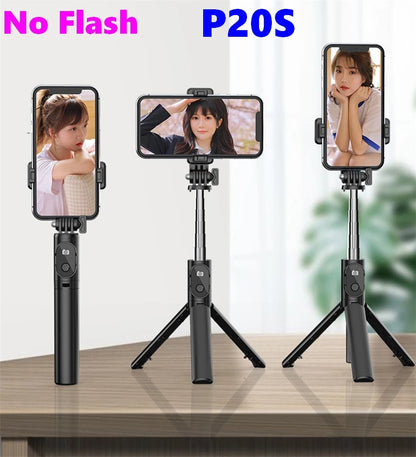 50pcs P20S R1 R1S Bluetooth Wireless Remote Selfie Stick LED light Extendable Foldable Handheld Monopod Tripod Stand Holder