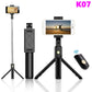 50pcs P20S R1 R1S Bluetooth Wireless Remote Selfie Stick LED light Extendable Foldable Handheld Monopod Tripod Stand Holder