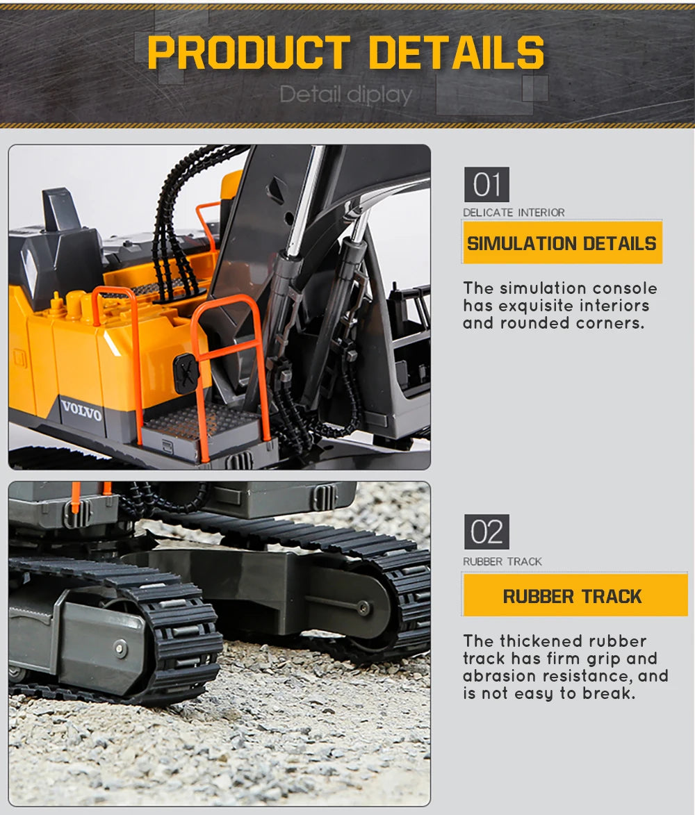 Double E E568 RC Excavator 17 Channel 1:16 3 IN 1 RC Engineering Car - ElectronAge