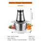 BioloMix 2 Speeds 500W Stainless Steel 2L Capacity Electric Chopper Meat Grinder Mincer Food Processor Slicer