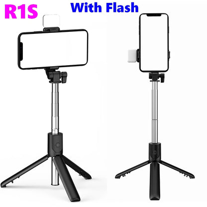 50pcs P20S R1 R1S Bluetooth Wireless Remote Selfie Stick LED light Extendable Foldable Handheld Monopod Tripod Stand Holder