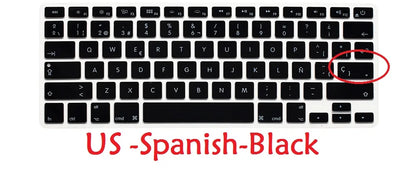 Spanish For Macbook Pro Retina 13 15 Air 13 EU US Spanish Keyboard Cover Soft Silicon A1466 A1278 A1286 Keyboard Protector Skin