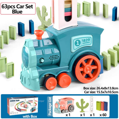 Automatic Domino Train Car Electric Domino Blocks Laying Machine STEM Educational Learning Toys Birthday Gift for Kids Boy Girl