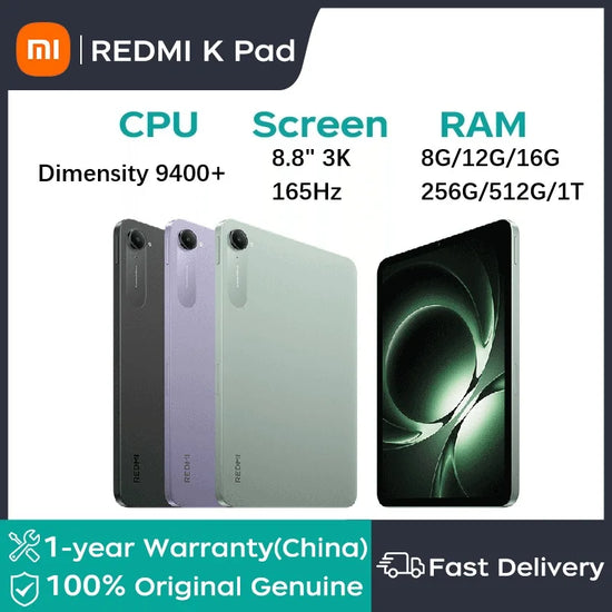 Xiaomi Tablet REDMI K Pad 2025 8.8"3K 165Hz eye-protecting screen Dimensity9400+ processor 7500mAh Dual USB-C connecto Tablet PC