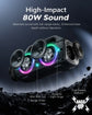 80W Portable Wireless Speaker with Lights, IP67 Waterproof, Deep Bass Bluetooth 5.3 for Outdoor Party Camping Gifts