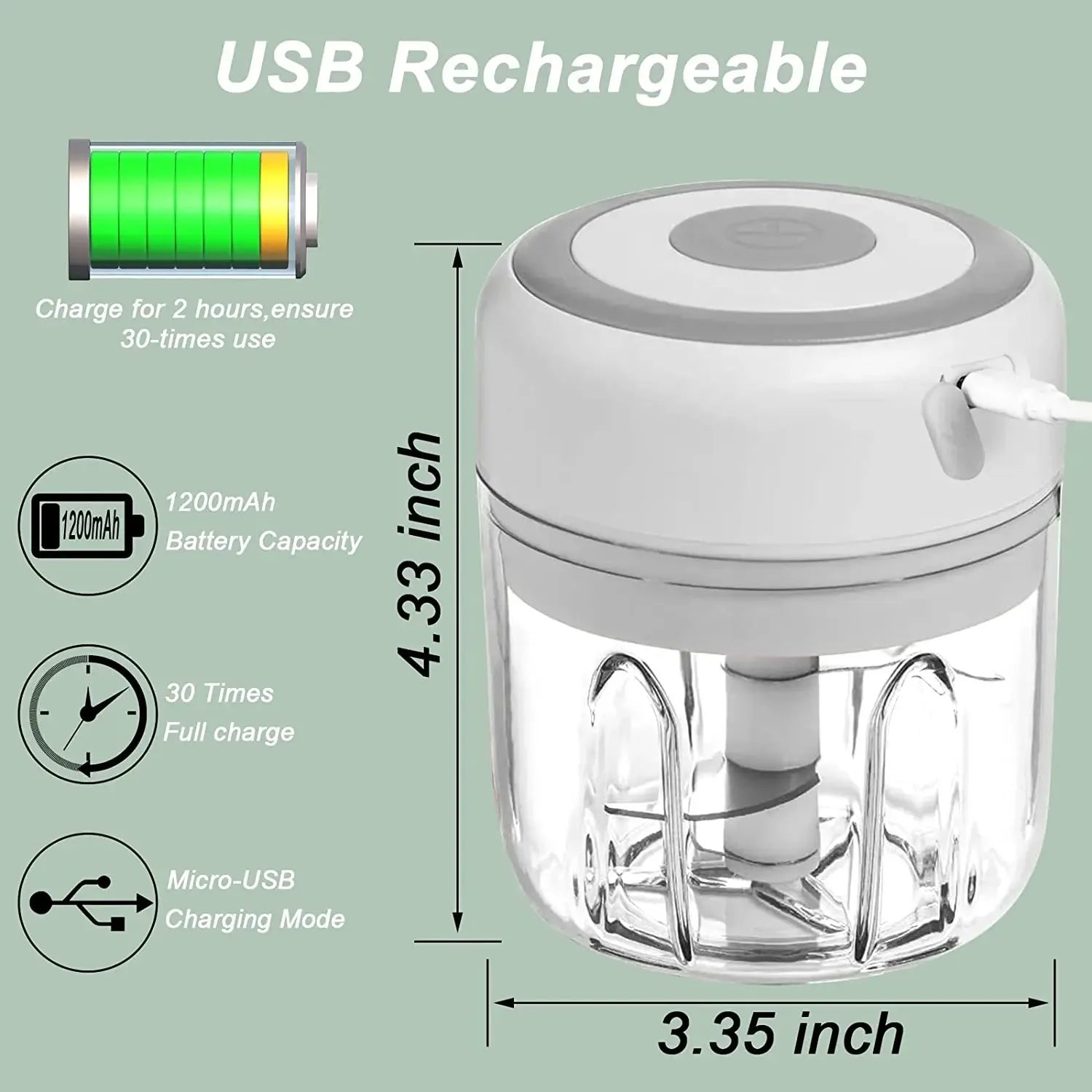 100ML/250ML Electric Meat Mincer Garlic Chopper - ElectronAge