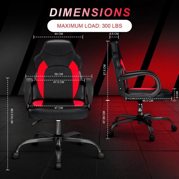 Ergonomic Gaming Chair with PU Leather Adjustable Swivel - ElectronAge
