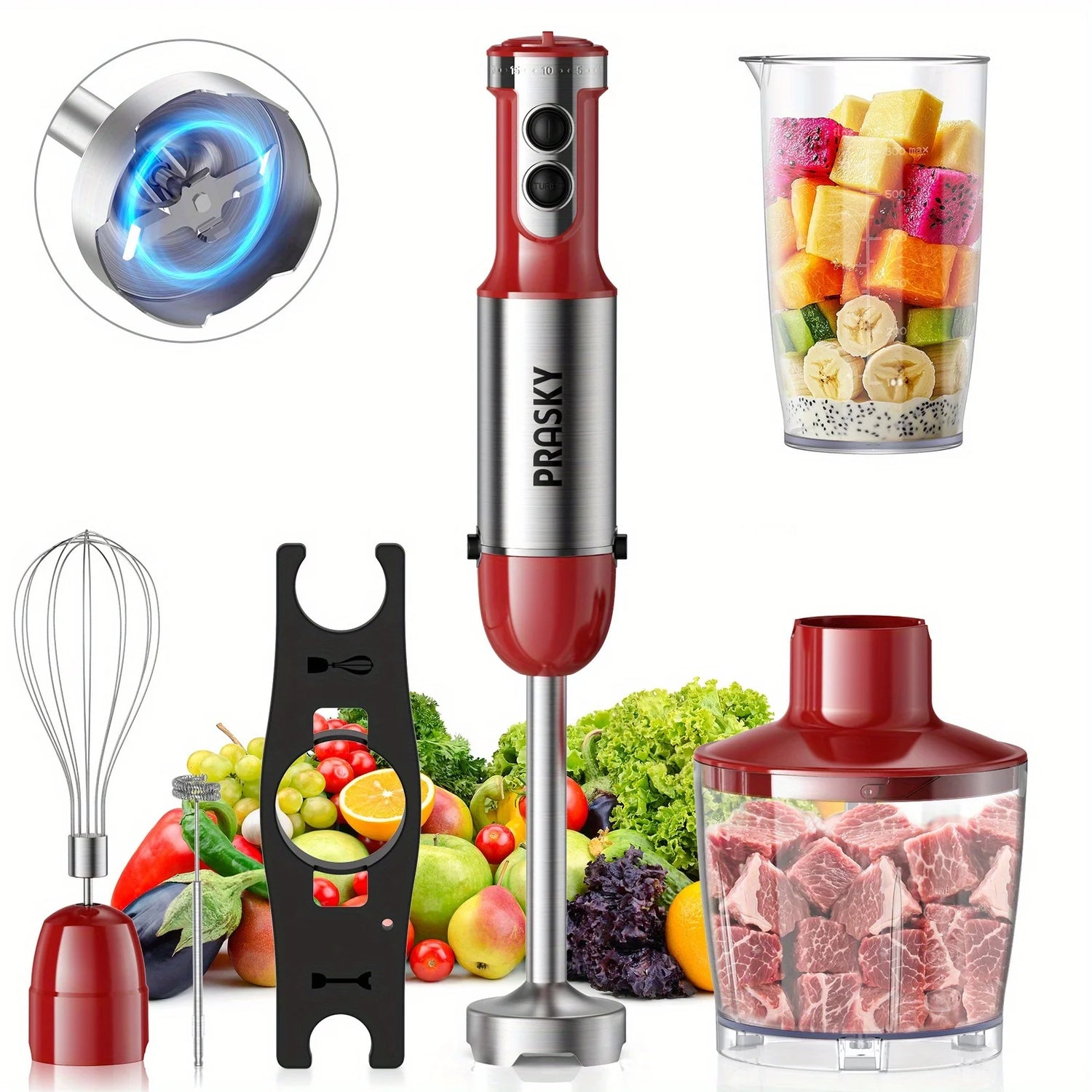 PRASKY 5-in-1 Handheld Immersion Blender - ElectronAge