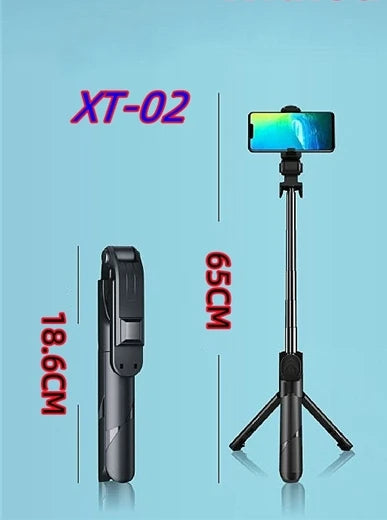 100pcs XT-02 Bluetooth Wireless Remote Selfie Stick Holder Extendable Foldable Handheld Monopod Selfie Stick with Tripod Stand