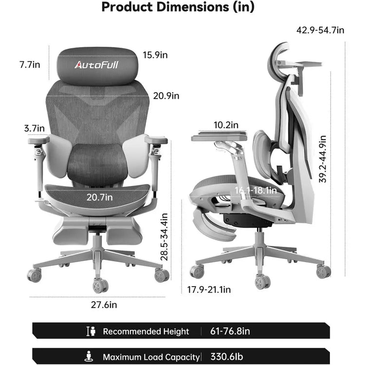 Ergonomic Gaming Chair - 3-Zone Lumbar Support - ElectronAge