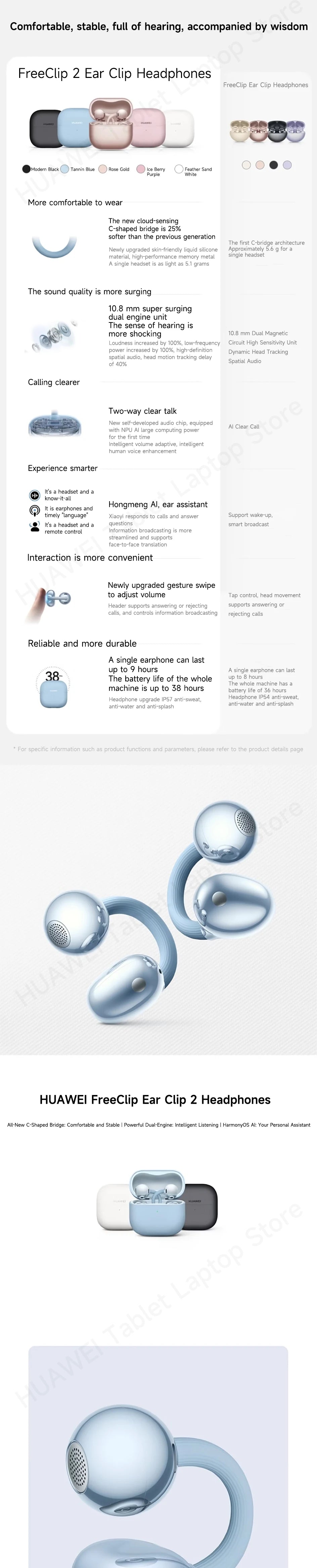 Genuine HUAWEI FreeClip 2 Wireless Earbuds - ElectronAge