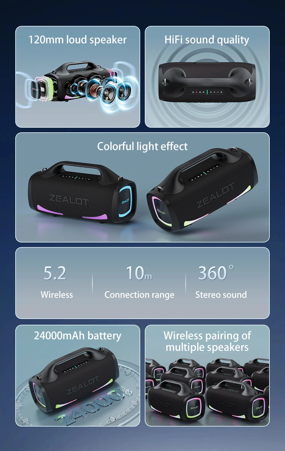 Zealot S79 100W Wireless speaker - ElectronAge