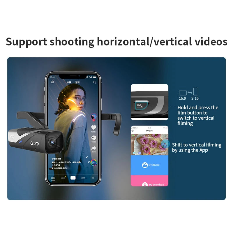 ORDRO EP8 4K 60FPS Head-Wearable Video Camera - ElectronAge