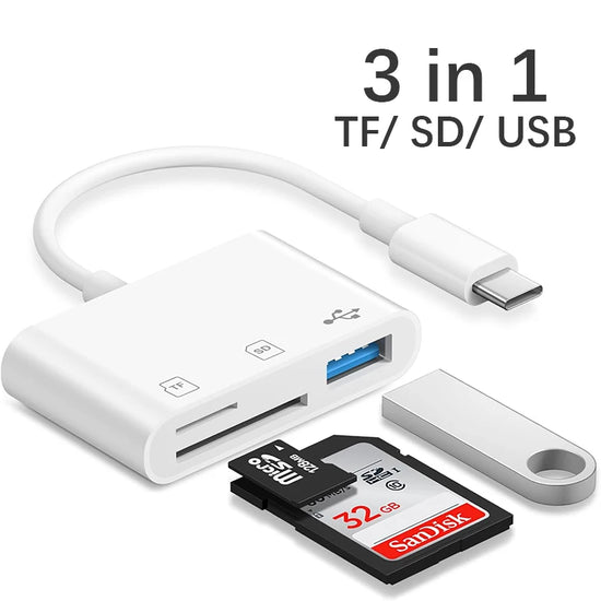 3 in 1 Card Reader Adapter Type C To SD TF Memory Card Reader USB Type C OTG Converter For Huawei Samsung Xiomi Phone Tablet