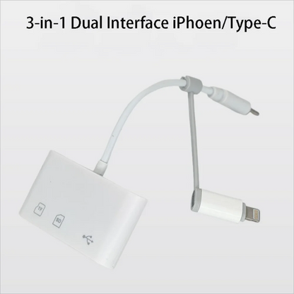 5-in-1 USB 3.0 Lightning Type C SD TF Card Reader Adapter for iPhone iPad MacBook Samsung Android Cameras Other Devices