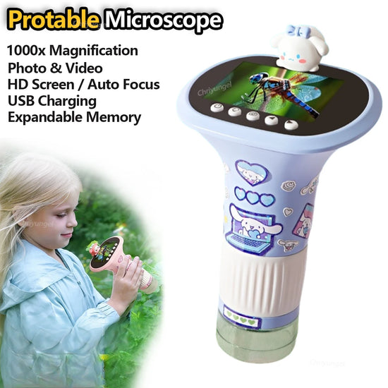 Chriyungel Digital Microscope for Kids 1000X Handheld Science Kit with LED Light Photo Video STEM Educational Toys Boy Girl Gift