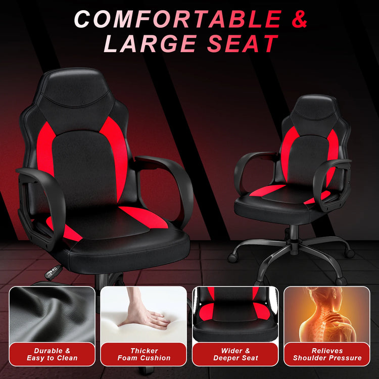Ergonomic Gaming Chair with PU Leather Adjustable Swivel - ElectronAge