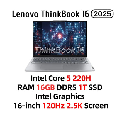 ThinkBook 16 2025 Lenovo Laptop Core 5 220H /7 250H 16G/32G DDR5 1TB SSD Intel Graphics 16-inch 120Hz 2.5K Screen Notebook PC