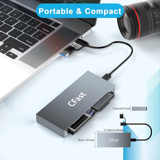 CFast Card Reader Read 6 Cards Simultaneously Memory Stick Pro Duo Adapter 5Gbps USB 3.0 USB C for CFast/CF/MS/SD/TF/XD Card