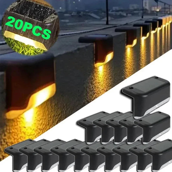 Warm White LED Solar Step Lamp Path Stair Outdoor Garden Lights