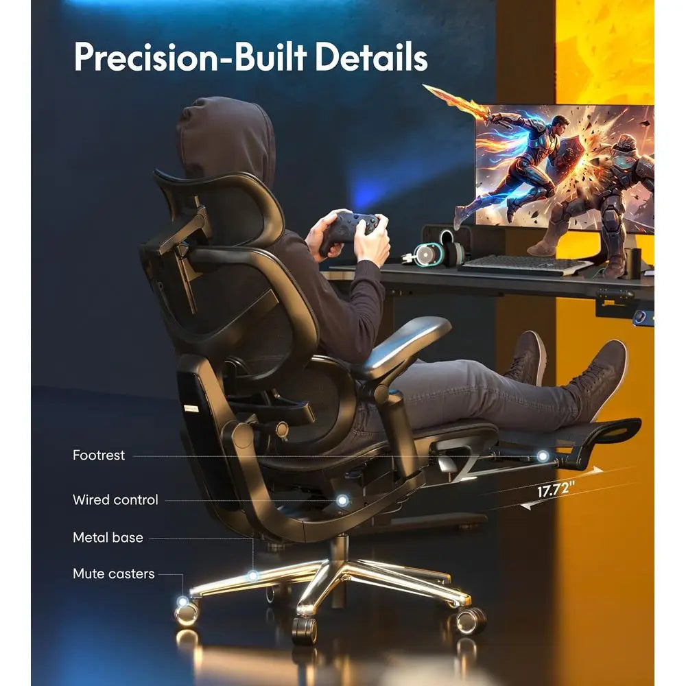 Ergonomic Gaming Chair with Adaptive Lumbar Support - ElectronAge