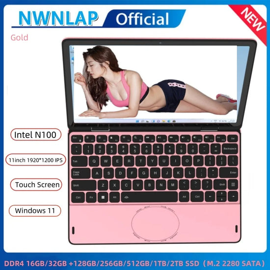 Cheap 360° Touch Screen Laptop 11 inch Intel N100 CPU 16GB/32GB DDR4 128G--1TB SSD Portable Office Notebook Mini Computer