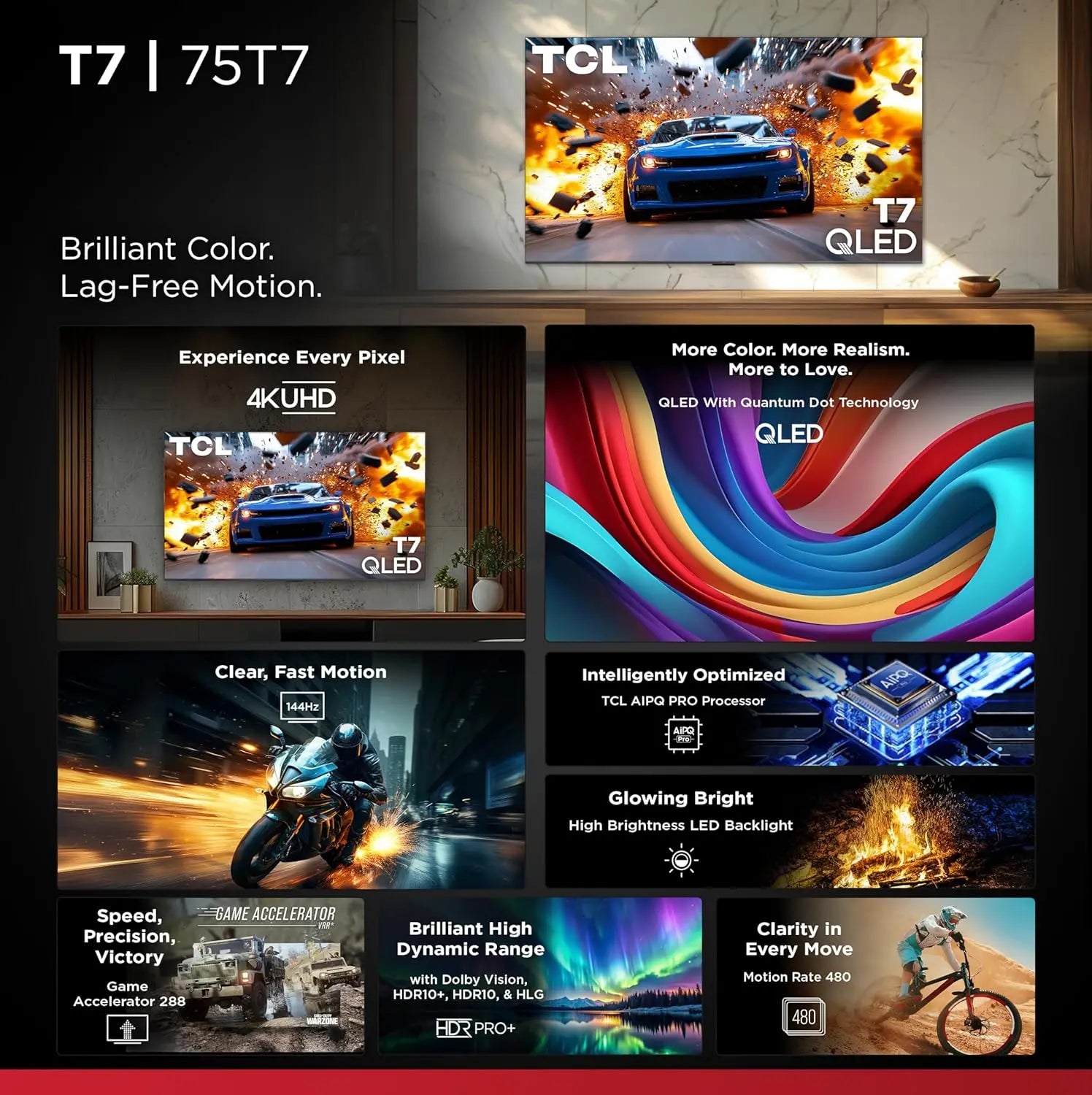 XMSJ 75 Inch 4K QLED HDR Smart TV - ElectronAge