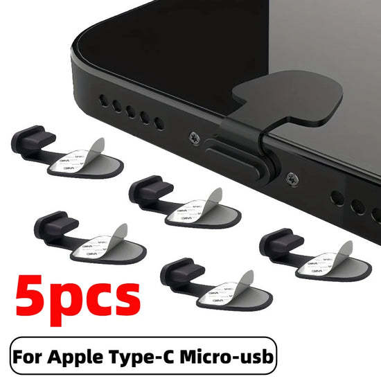 5PCS Charging Port Dust Plug for IPhone USB Type-C Silicone Dustplugs Cover
