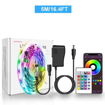 AeroLight LED Strip Lights RGB 5050 LED Strips Bluetooth APP Control Color Changing DC 12V 30LEDS/M Per Meter For Bedroom Room Kitchen Bar