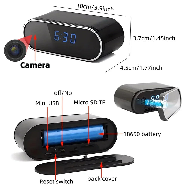 Improved 4KHD mini WiFi clock camera - ElectronAge