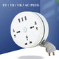 Round Universal Power Strip Portable Extension Cord Socket Plug USB Phone Charger With 3 USB Cable Smart Home EU US UK AU Plug