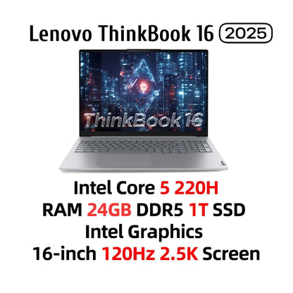 ThinkBook 16 2025 Lenovo Laptop Core 5 220H /7 250H 16G/32G DDR5 1TB SSD Intel Graphics 16-inch 120Hz 2.5K Screen Notebook PC