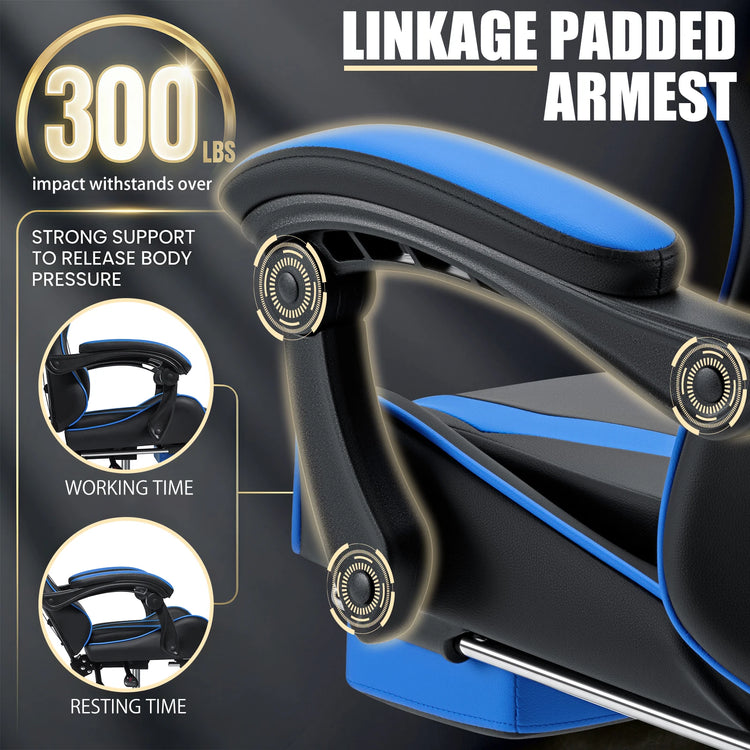 Hommpa 300lbs load Gaming Chair Leather Massage Function - ElectronAge