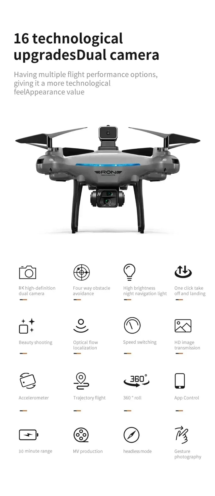 KY102 Drone 8K Dual Camera Quadcopter - ElectronAge