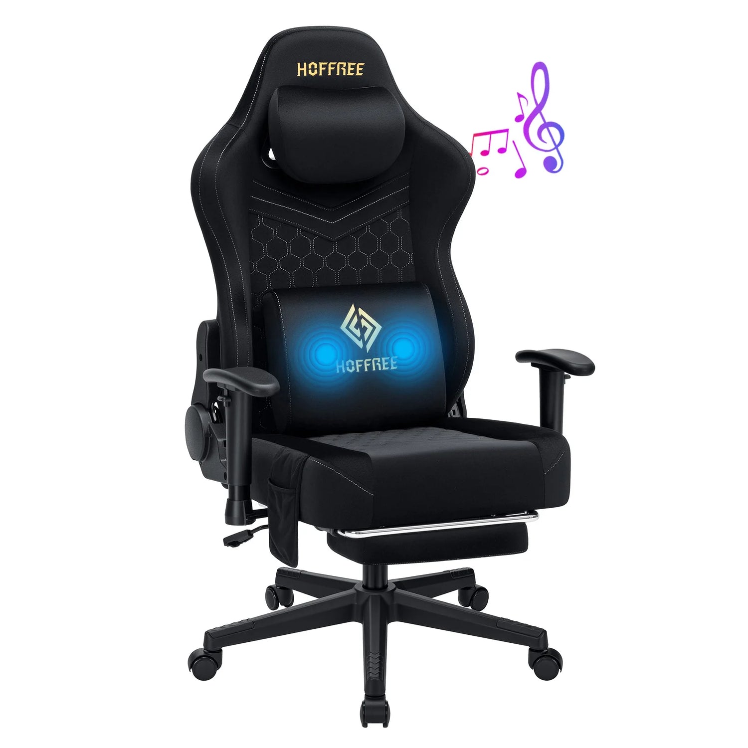 Hommpa 350lbs Gaming Chair Suede Fabric with Speakers - ElectronAge