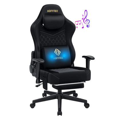 Hommpa 350lbs Gaming Chair Suede Fabric with Speakers - ElectronAge