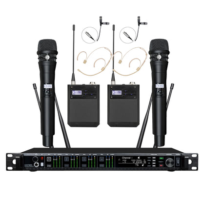 Leicozic 4 Channel Wireless Microphone Professional Radio System - ElectronAge