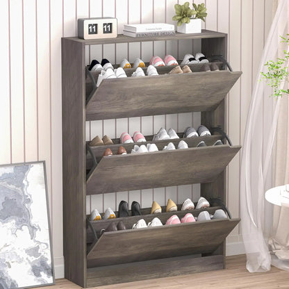 Shoe Cabinet with 3 Flip Drawers, Hidden Wood Shoe Cabinet,Freestanding Shoe Storage Cabinet for Entryway, Customized