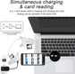 4 in 1 SD Card Reader for iPhone iPad Android Mac Computer Camera, Portable Memory Card Adapter with Charging Port