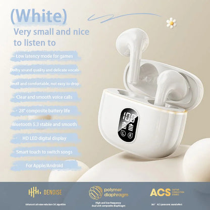 True Wireless Earphone Hifi Stereo Sound Enc Bluetooth Headphones Power Display Earbuds For Iphone Samsung Headset Cable